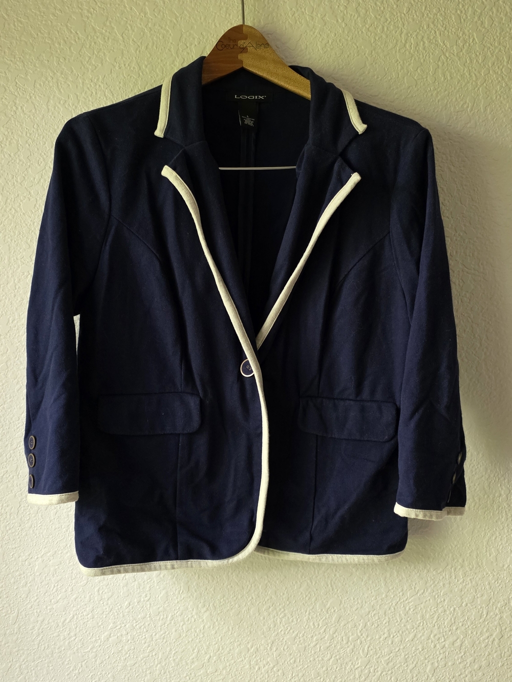 Loox Navy Blazer with White Contrast Trim